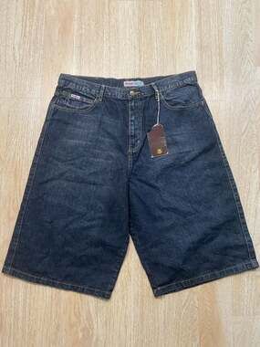 Old Skool Vintage Y2K Baggy Dark Wash Denim Jorts Shorts Size 38 NWT